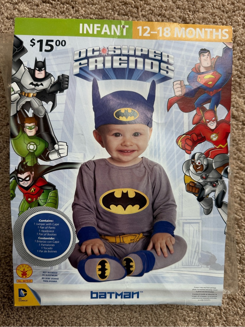 Rubie's Batman Infant Costume - Gray & Blue Romper with Yellow Bat Logo